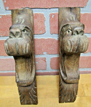 Load image into Gallery viewer, Antique Wood Hand Carved Beast Monster Heads Architectural Hardware Elements