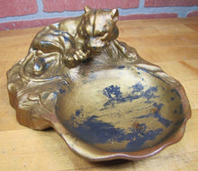 Load image into Gallery viewer, LEOPARD Art Deco Tray Decorative Art Figural Cast Metal Big Cat Tiger Tip Card