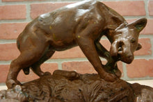 Load image into Gallery viewer, WOLF DOG CHEWING ON BONE PAUL HERZEL Antique Decorative Arts Tray Cigar Ashtray