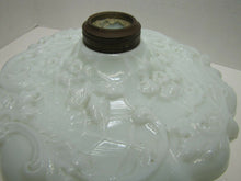 Load image into Gallery viewer, 19c Victorian Spider Webs Leaves Flowers Decorative Arts Milk Glass Oil Lamp