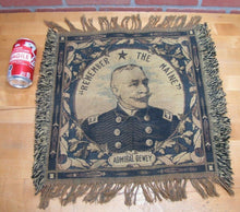 Load image into Gallery viewer, REMEMBER THE MAINE ADMIRAL DEWEY Old Tapestry Artwork Textile Decorative Arts