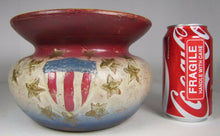 Load image into Gallery viewer, USA Crest Thirteen Star Antique Redware Americana Pottery Spittoon Cuspidor Pot