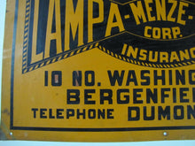 Load image into Gallery viewer, LAMPA MENZE STUKHART BERGENFIELD NJ Old Real Estate Insurance Sign Brown&Bigelow