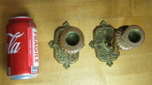 Load image into Gallery viewer, Crane Stork Antique Bronze Candlesticks Figural Decorative Arts Candle Holders
