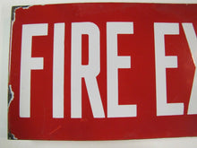Load image into Gallery viewer, FIRE EXIT Orig Old Porcelain Double Sided Flange Sign Shop Building Industrial