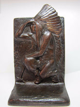 Load image into Gallery viewer, INDIAN CHIEF KNEELING TOMAHAWK Antique Bookend Doorstop Decorative Art Statue