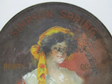 Load image into Gallery viewer, SIMPSON SPRINGS BEVERAGES MASS USA Antique Tin Litho Ad Large Sign Tray