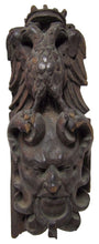 Load image into Gallery viewer, Devil Evil Horned Head Antique Carved Wood Double Headed Eagle Salvage Hardware