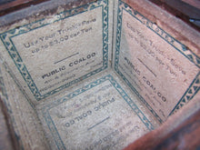 Load image into Gallery viewer, PUBLIC COAL Co PHILA Pa Old Advertising CIGAR HUMIDOR Wooden Box CELOTEX