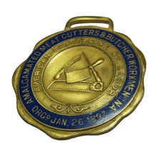 Load image into Gallery viewer, MEAT CUTTERS & BUTCHERS WORKMEN AFL Antique Fob Medallion BASTIAN BROS NY Ornate
