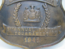 Load image into Gallery viewer, 1940s SPARROWS POINT POLICE PISTOL TOURNAMENT Bronze Plaque Sign Baltimore Md