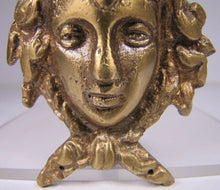 Load image into Gallery viewer, 19c Antique Brass Face Figural Head Decorative Arts Hardware Element High Relief