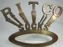 Load image into Gallery viewer, RITCO SOCKS Old Bronze Clothing Department General Store Display Sign Brass Wash