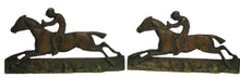 Load image into Gallery viewer, Jockey Horse Racing Riding Old Bronze Decorative Arts Bookends
