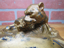 Load image into Gallery viewer, LEOPARD Art Deco Tray Decorative Art Figural Cast Metal Big Cat Tiger Tip Card