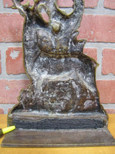Load image into Gallery viewer, DEER BUCK FOREST Scene Old Doorstop Large Figural Brass Decorative Art Statue