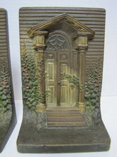 Load image into Gallery viewer, BRADLEY HUBBARD B&H COLONIAL DOOR Antique Bookends Cast Iron Old Paint Ornate
