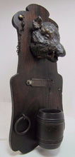Load image into Gallery viewer, BOARS HEAD Antique Folk Art Match Holder Vesta Safe Striker Wood Plaque Artwork