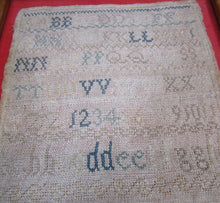 Load image into Gallery viewer, 1830 LET ALL THE FOREIGN TONGUES ALONE SARAH ANN STAPP 19c School Girl Sampler