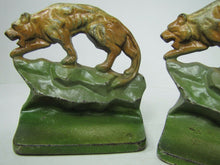 Load image into Gallery viewer, TIGER BIG CAT Prowling Crouching in Landscape Cast Iron Decorative Arts Bookends