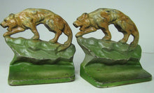 Load image into Gallery viewer, TIGER BIG CAT Prowling Crouching in Landscape Cast Iron Decorative Arts Bookends
