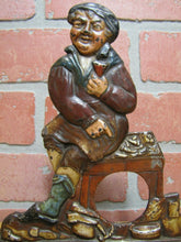 Load image into Gallery viewer, Antique Pocket Watch Holder Cast Iron Figural Man Ornate Multi Color Paint