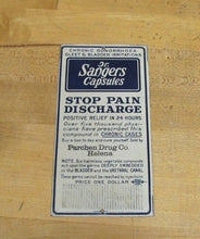 Load image into Gallery viewer, DR SANGERS Capsules GONORRHOEA GLEET STD Old Sign Quack Medicine Parchen Helena