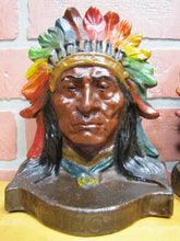 Load image into Gallery viewer, NATIVE AMERICAN INDIAN SITTING BULL Antique Bookends Exquisite Detail Paint