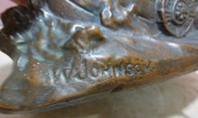 Load image into Gallery viewer, VIKING SHIP Antique Bronze Clad Decorative Arts Lamp Light Statue W JOHNSON