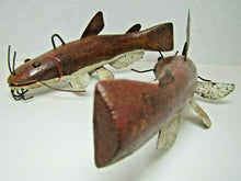 Load image into Gallery viewer, 2 Folk Art Catfish Fishing Decoys RAF Robert Allen Francis Adirondacks NY 1950s