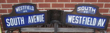 Load image into Gallery viewer, WESTFIELD AVE & SOUTH AVE Antique Historic New Jersey Circle Street Road Ad Sign
