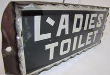 Load image into Gallery viewer, LADIES TOILET Antique Chip Glass Mirror Foil Sign Thick Scalloped Tin Frame ROG