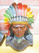 Load image into Gallery viewer, NATIVE AMERICAN INDIAN SITTING BULL Antique Bookends Exquisite Detail Paint