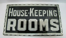 Load image into Gallery viewer, HOUSE-KEEPING ROOMS Antique Chip Glass Scalloped Edge Foil Mirror Servents Sign