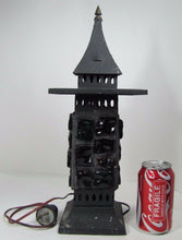 Load image into Gallery viewer, Mid Century Chunk Glass Lamp Multi Color Tin Tiered Top Decorative Art Light