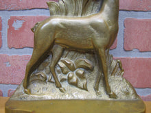 Load image into Gallery viewer, DEER BUCK FOREST Scene Old Doorstop Large Figural Brass Decorative Art Statue