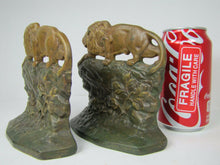 Load image into Gallery viewer, CROUCHING LION Connecticut Foundry c1930 Bookends Decorative Art Statues