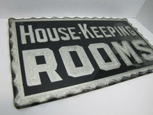 Load image into Gallery viewer, HOUSE-KEEPING ROOMS Antique Chip Glass Scalloped Edge Foil Mirror Servents Sign