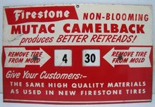 Load image into Gallery viewer, 1940s FIRESTONE TIRES Advertising Sign Gas Station Repair Shop Retread Mold