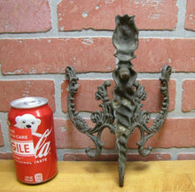 Load image into Gallery viewer, Antique 19c Bronze Flame Finial Ornate Hanger Hooks Decorative Arts Hardware A