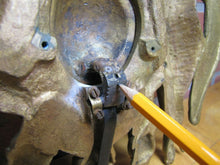 Load image into Gallery viewer, Antique Brass Cherubs Plaque Hardware Center Open Pool Cue Ball Return Peep Hole