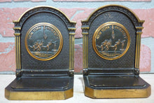 Load image into Gallery viewer, NEW YORK UNIVERSITY 1930s CS&C Co NYU Brass Decorative Art Bookends Book Ends