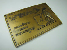 Load image into Gallery viewer, W BELL & Co JEWELRY AND FINE GIFTS Old Solid Brass Store Plaque Ad Sign Griffin