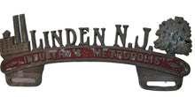 Load image into Gallery viewer, LINDEN NJ INDUSTRY'S METROPOLIS Vanity LIcense Plate Topper Sign Souvenir Ad
