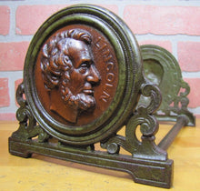 Load image into Gallery viewer, LINCOLN JUDD Mfg Co Antique President Book Rack Bookends Expandable Cast Iron