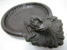 Load image into Gallery viewer, FLECK BROS INDIAN CHIEF Antique Cast Iron Advertising Tray PEACE PIPE TOMAHAWK