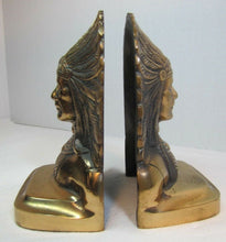 Load image into Gallery viewer, NATIVE AMERICAN INDIAN CHIEF WD ALLEN CHICAGO USA Ornate Brass Antique Bookends