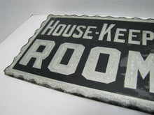 Load image into Gallery viewer, HOUSE-KEEPING ROOMS Antique Chip Glass Scalloped Edge Foil Mirror Servents Sign
