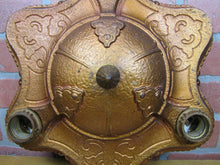 Load image into Gallery viewer, Antique Cast Iron Ceiling Light Fixture Decorative Arts and Crafts Gothic Lamp