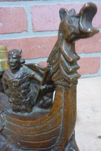 Load image into Gallery viewer, VIKING SHIP Antique Bronze Clad Decorative Arts Lamp Light Statue W JOHNSON